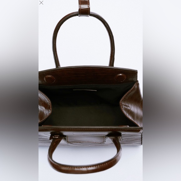 Zara croc city bag chocolate brown. Gold chain - Picture 5 of 6